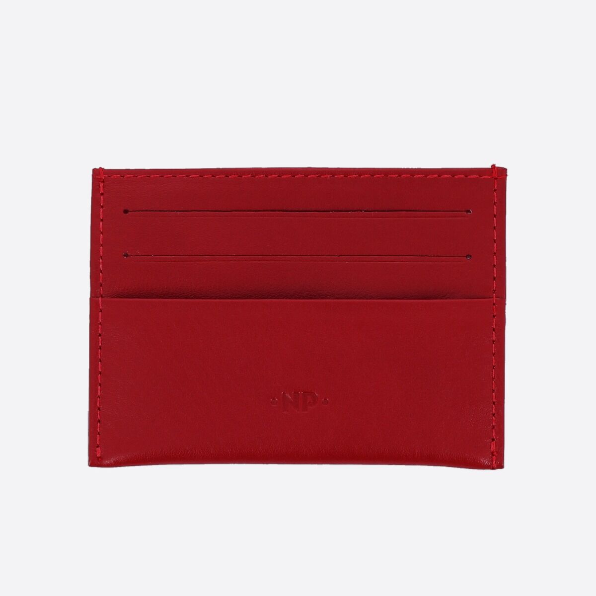 Minimalist leather credit card wallet - Red