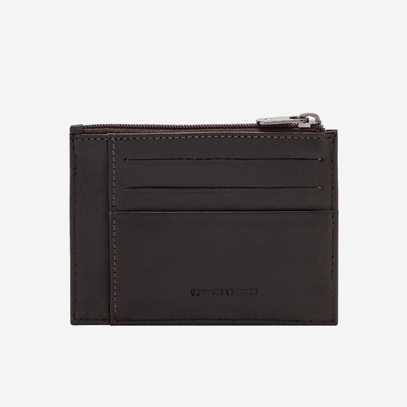 Slim Leather Credit Card Wallet - Dark Brown