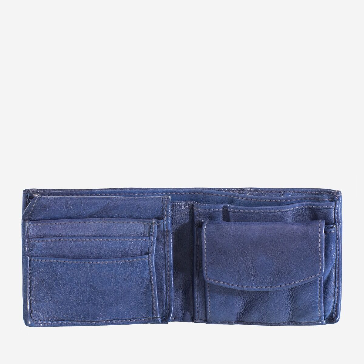 DuDu Mans hand-made soft natural high quality leather wallet - Indigo Blue