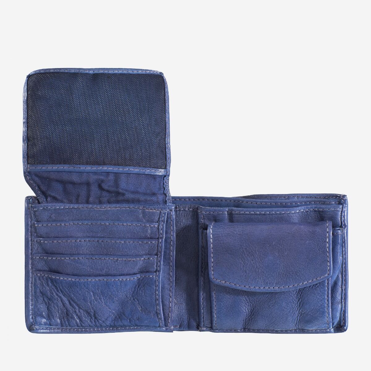 DuDu Mans hand-made soft natural high quality leather wallet - Indigo Blue