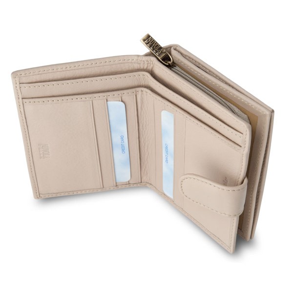 NUVOLA PELLE Leather wallet with coin purse and external closure - Beige