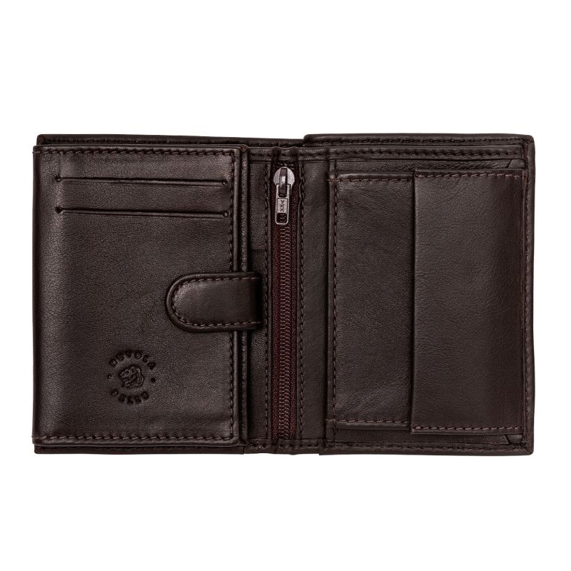 Small mens wallet with coin pocket - Dark Brown