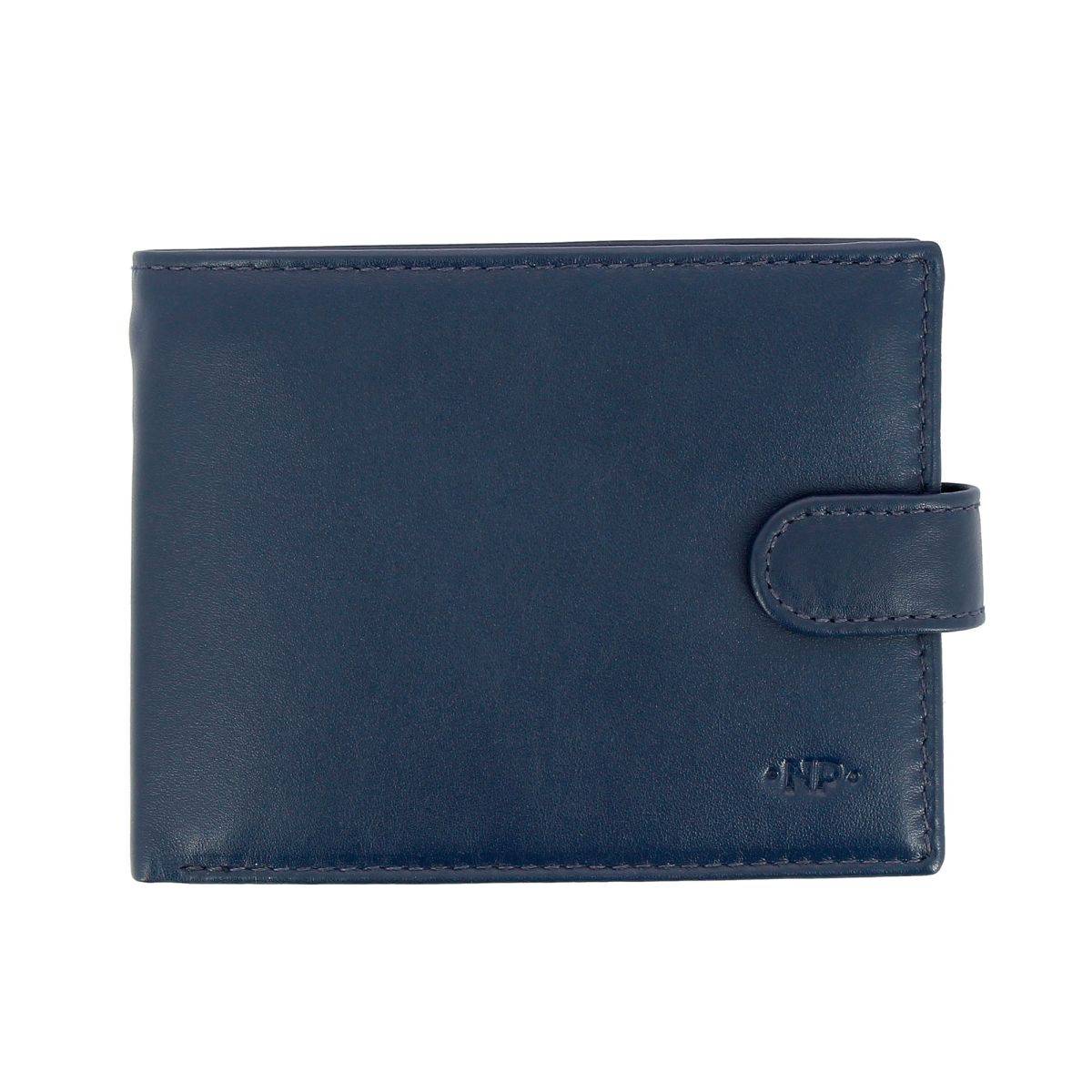 NUVOLA PELLE Mens Leather Wallet With Snap Button - Blue