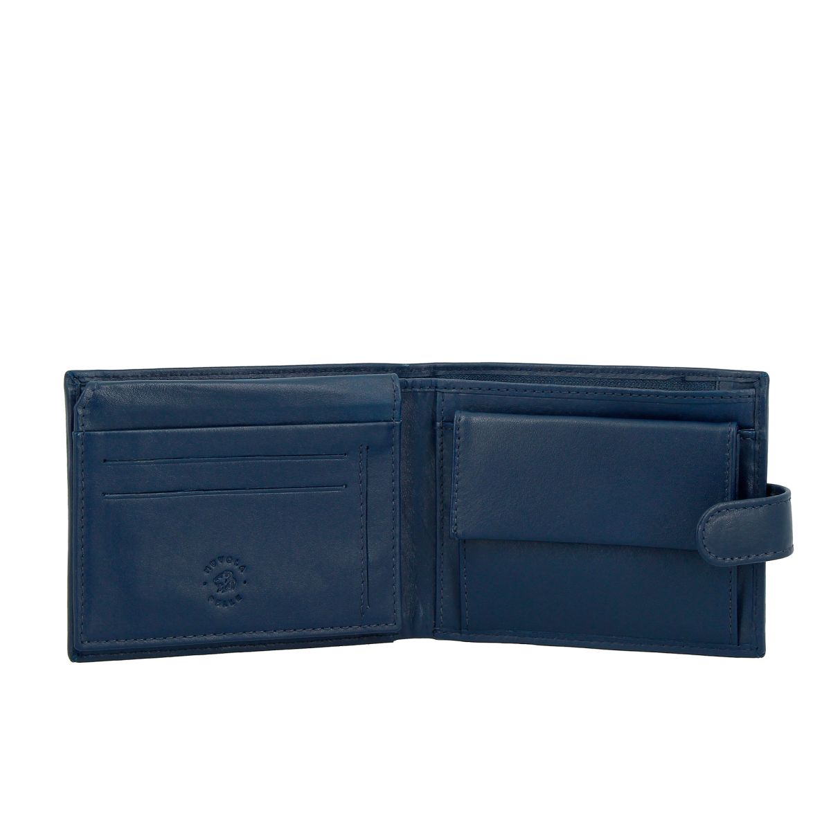 NUVOLA PELLE Mens Leather Wallet With Snap Button - Blue