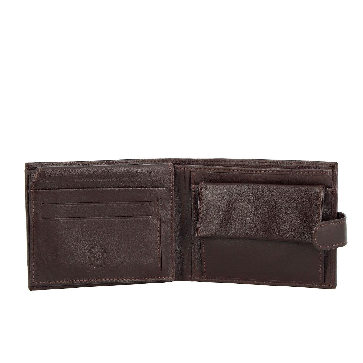 NUVOLA PELLE Mens Leather Wallet With Snap Button - Dark Brown