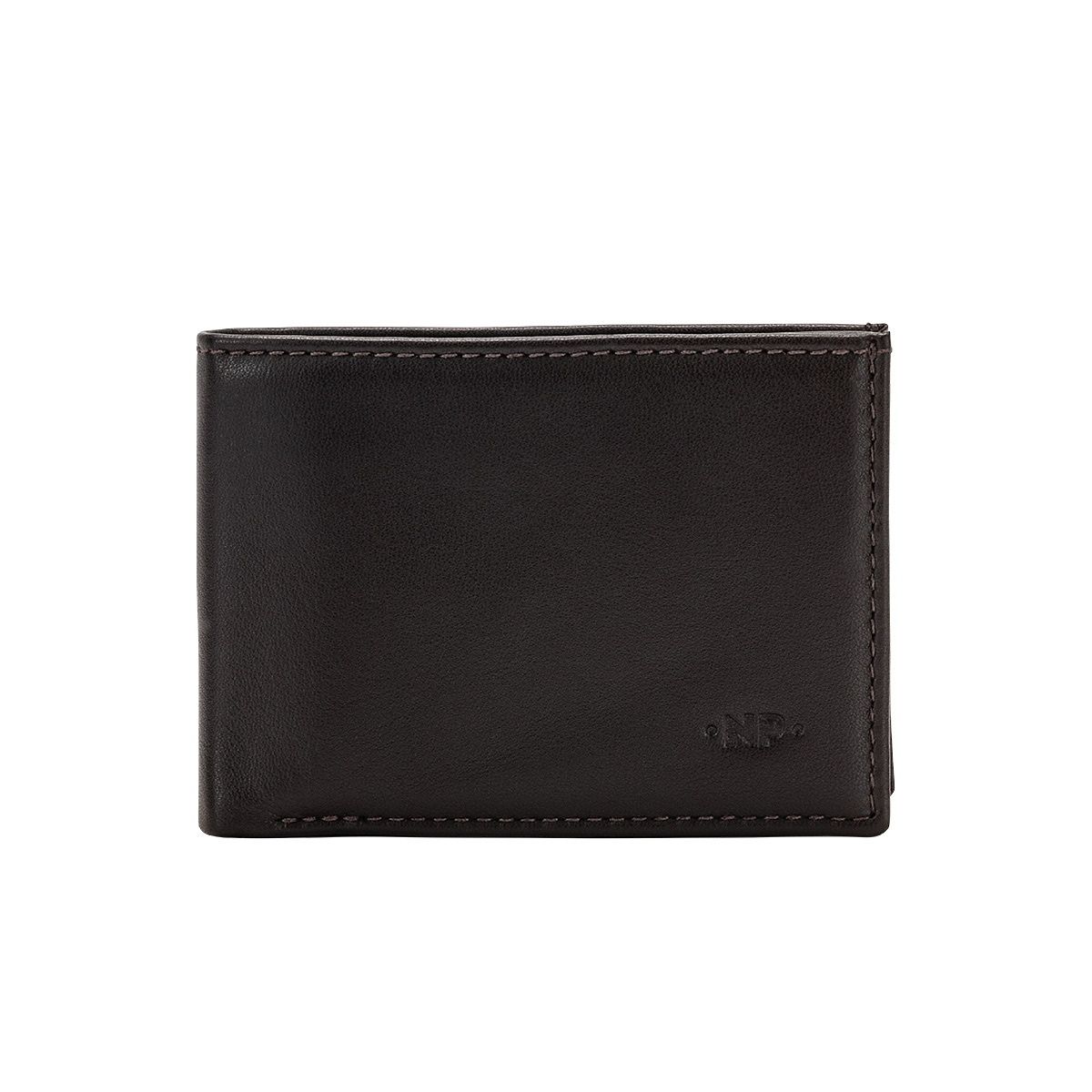 NUVOLA PELLE Small mens minimalist wallet with coins pocket - Dark Brown