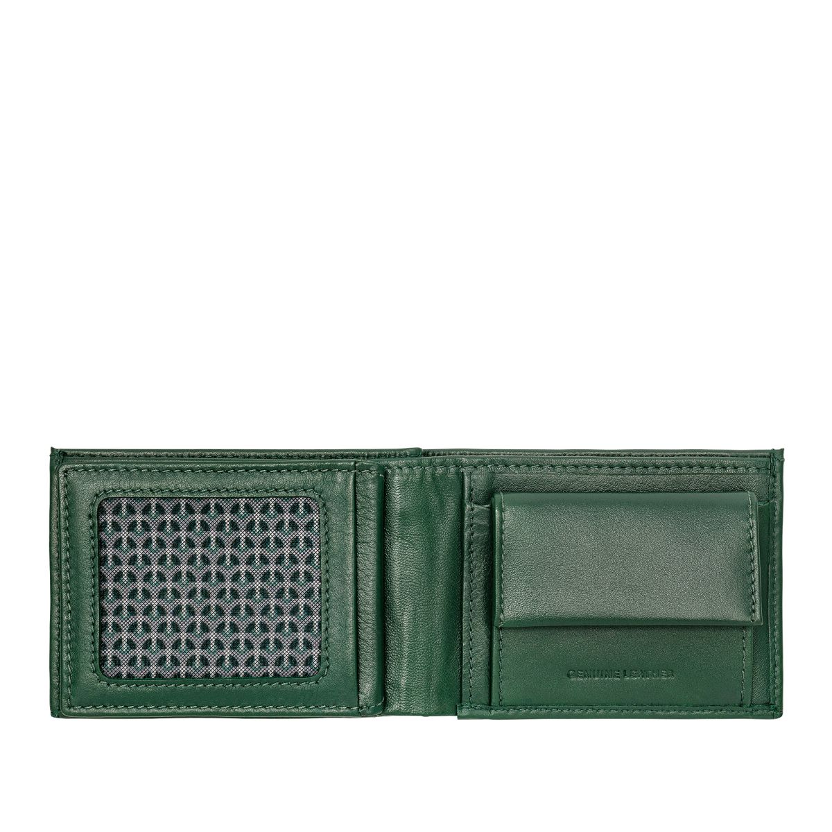 Small mens minimalist wallet with coins pocket - Green