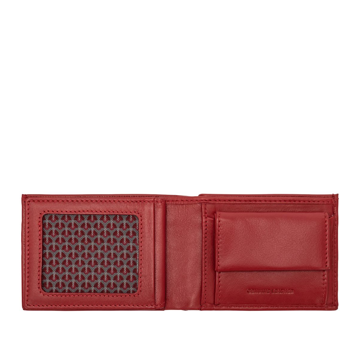 Small mens minimalist wallet with coins pocket - Red