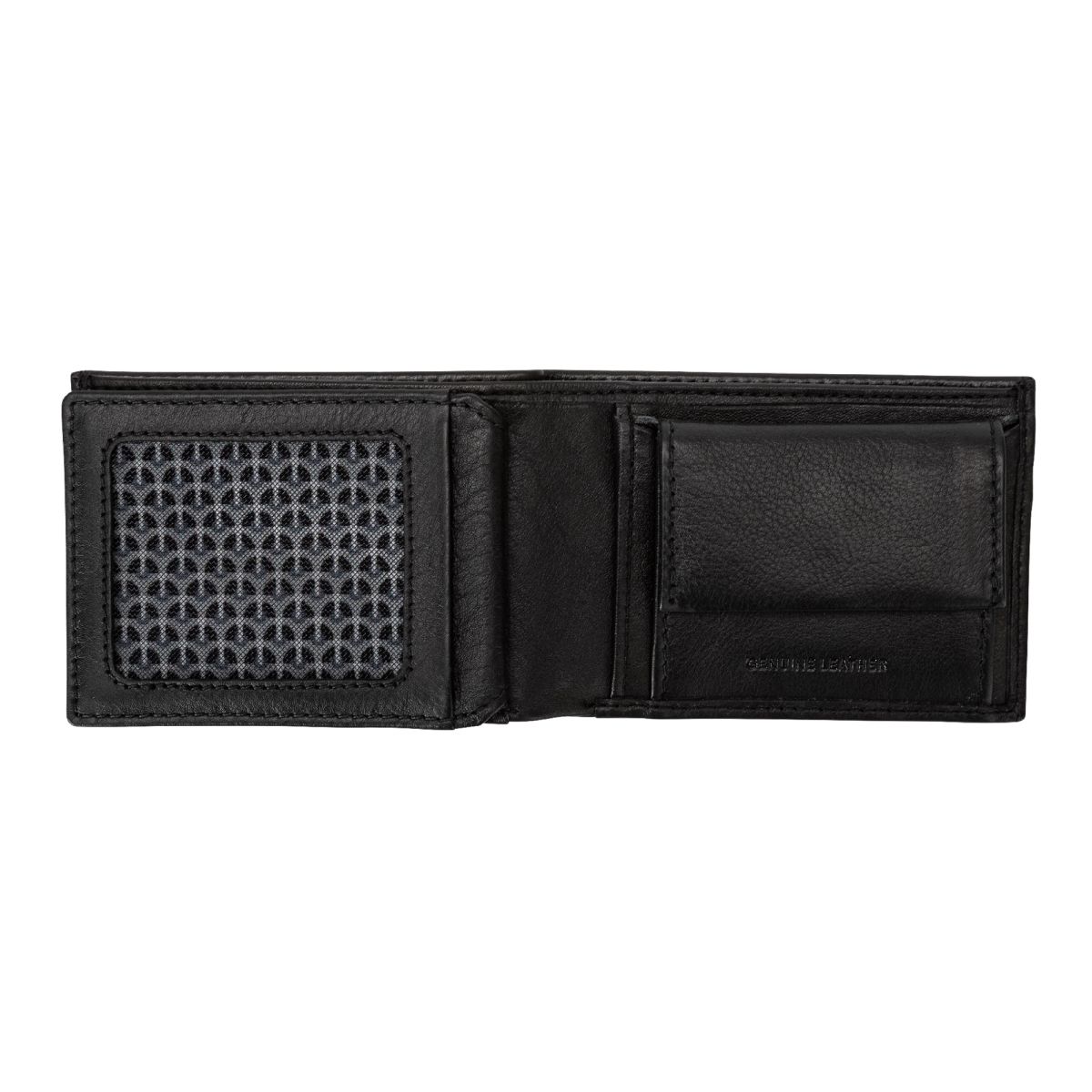 Small mens minimalist wallet with coins pocket - Black