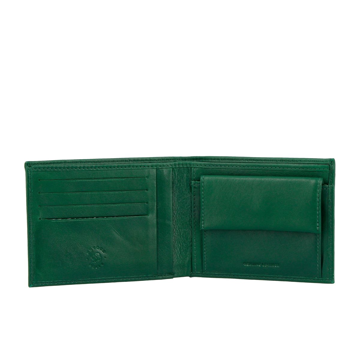 NUVOLA PELLE Slim Leather Wallet With Coin Pocket - Green