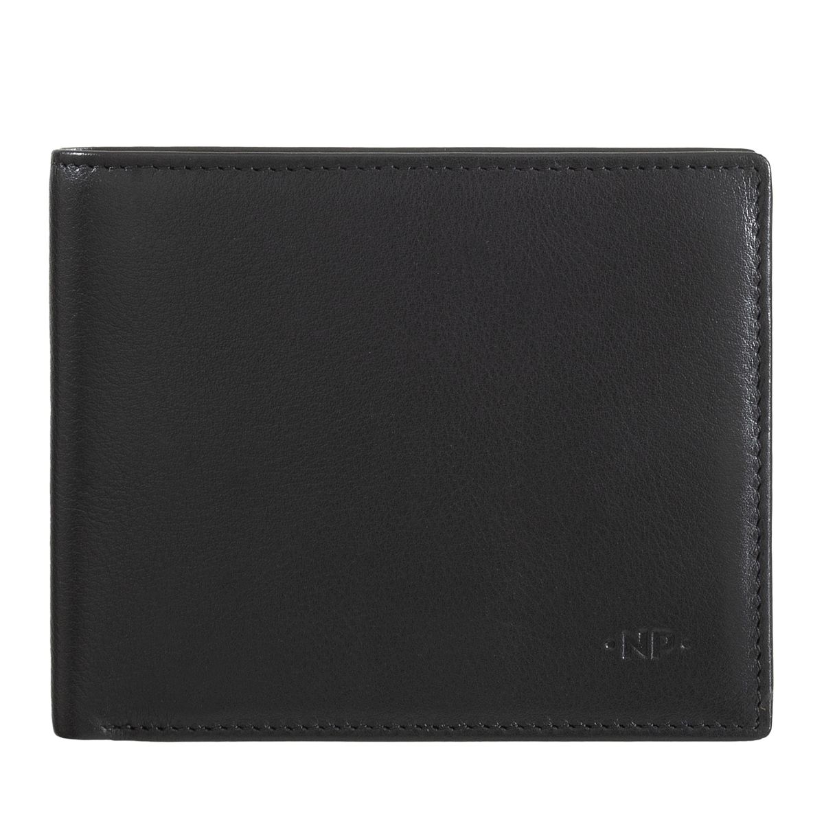 Slim Leather Wallet With Coin Pocket - Black