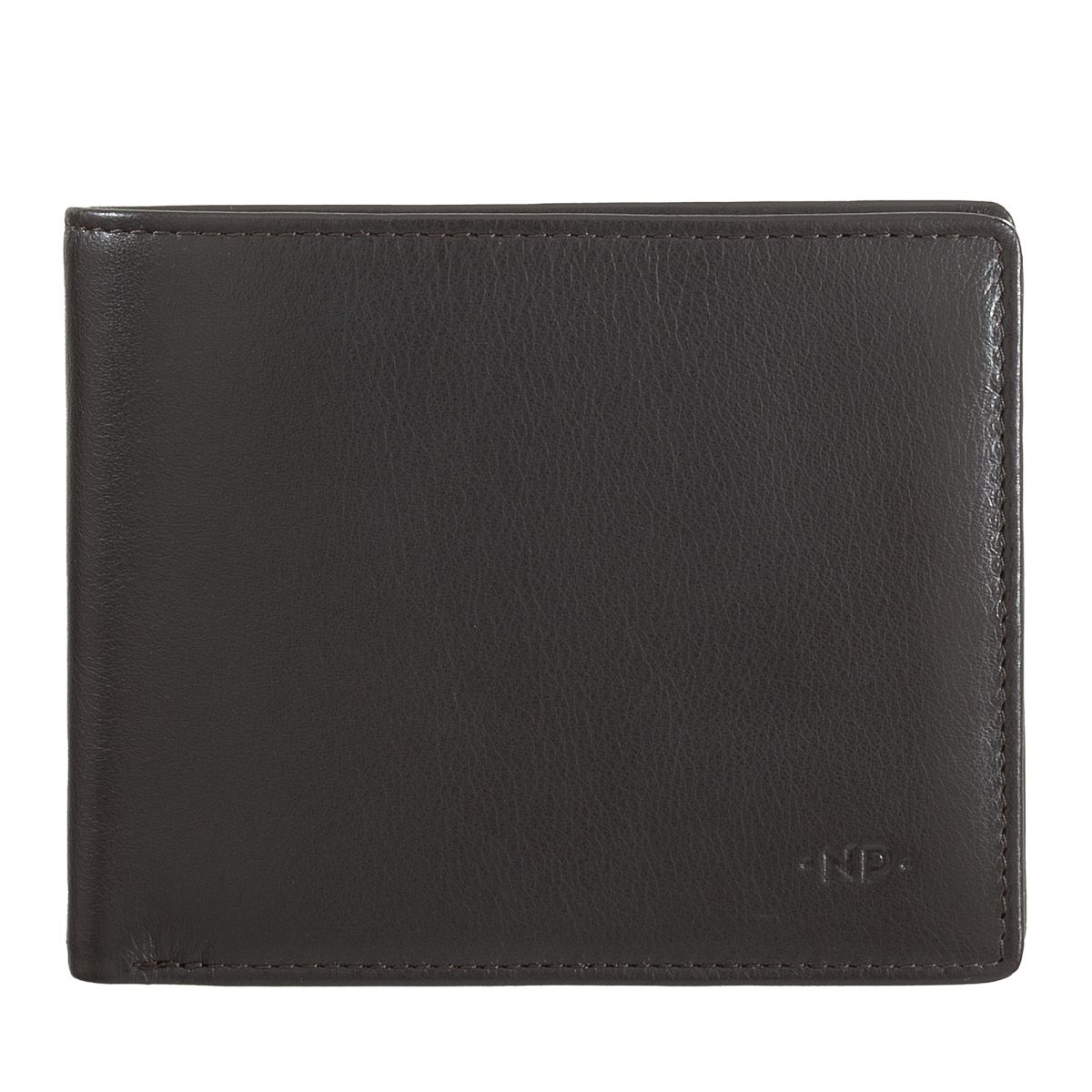 NUVOLA PELLE Slim Leather Wallet With Coin Pocket - Dark Brown