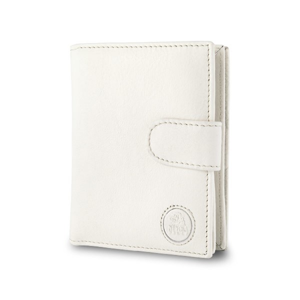 NUVOLA PELLE Leather wallet with coin purse and external closure - Cream