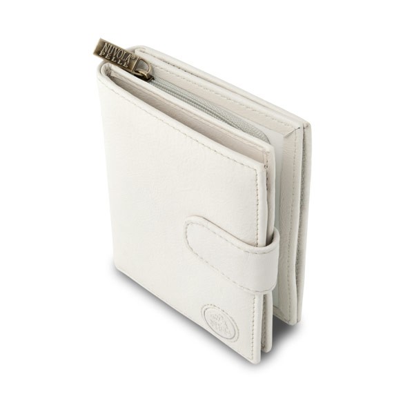 NUVOLA PELLE Leather wallet with coin purse and external closure - Cream