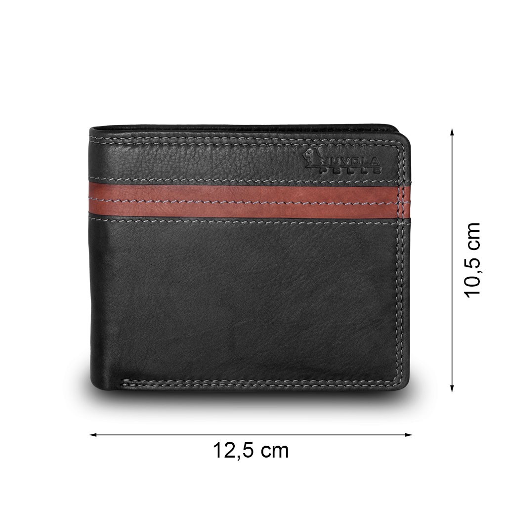 NUVOLA PELLE Two-color mans billfold wallet - Black/Brown