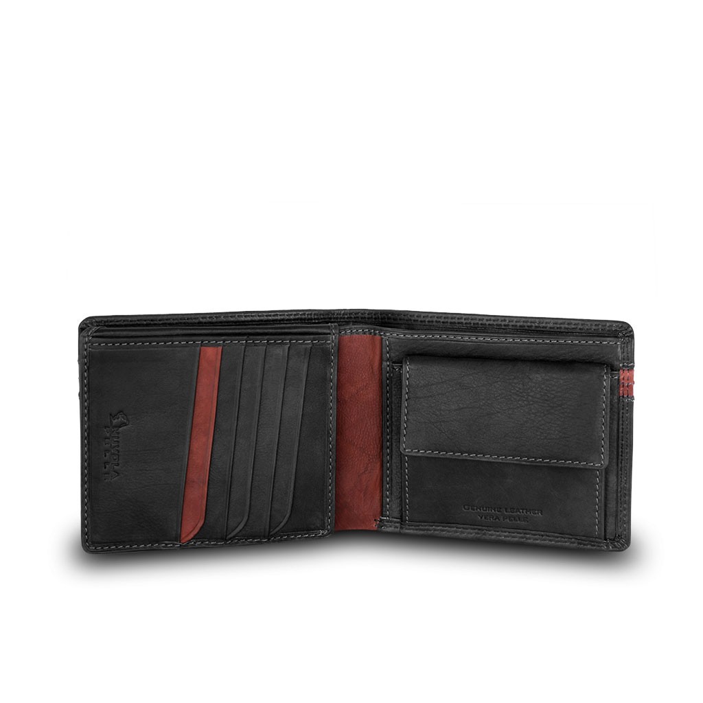 NUVOLA PELLE Two-color mans billfold wallet - Black/Brown