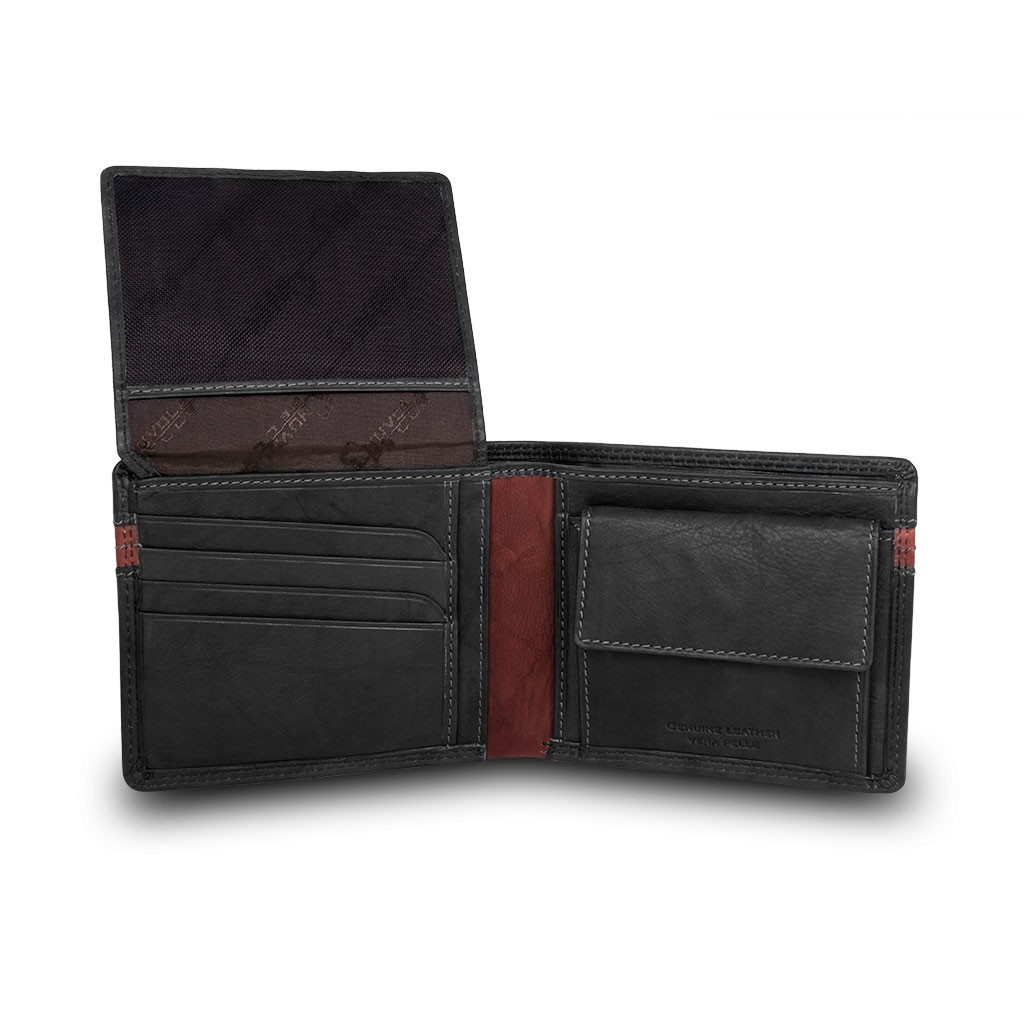 NUVOLA PELLE Two-color mans billfold wallet - Black/Brown