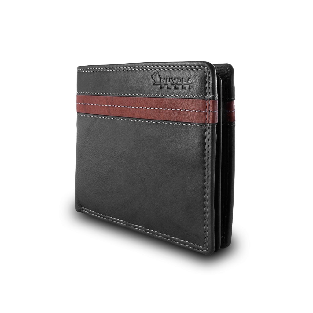 NUVOLA PELLE Two-color mans billfold wallet - Black/Brown