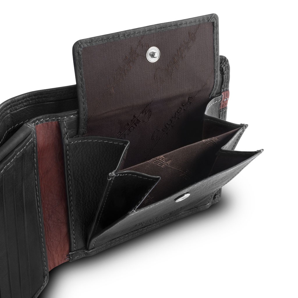 NUVOLA PELLE Two-color mans billfold wallet - Black/Brown