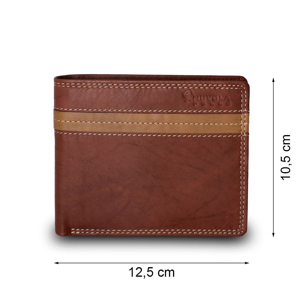 NUVOLA PELLE Two-color mans billfold wallet - Dark Brown