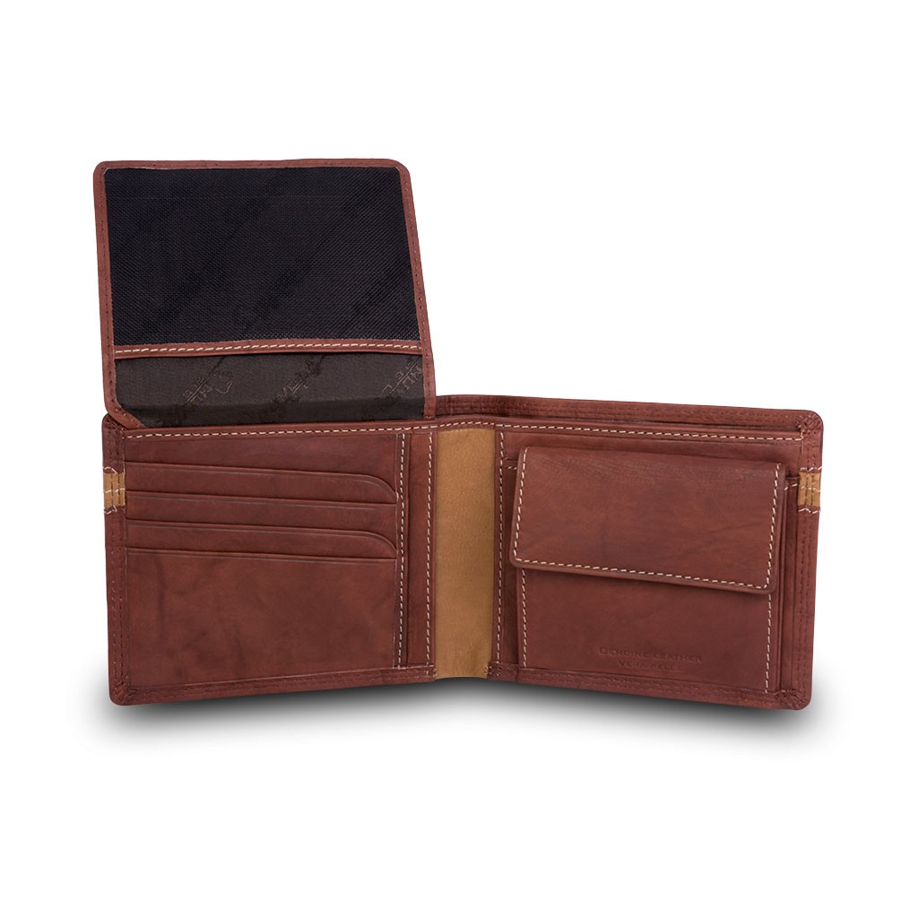 NUVOLA PELLE Two-color mans billfold wallet - Dark Brown