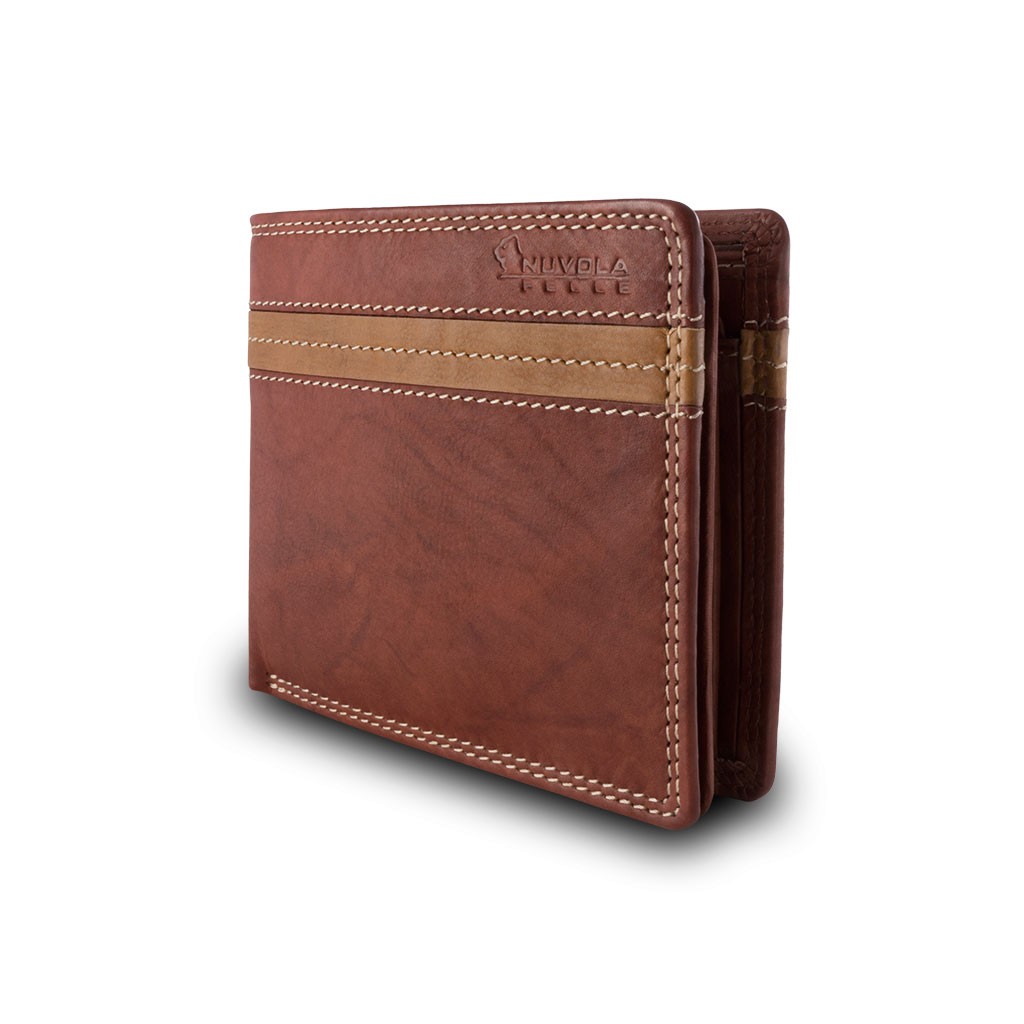 NUVOLA PELLE Two-color mans billfold wallet - Dark Brown