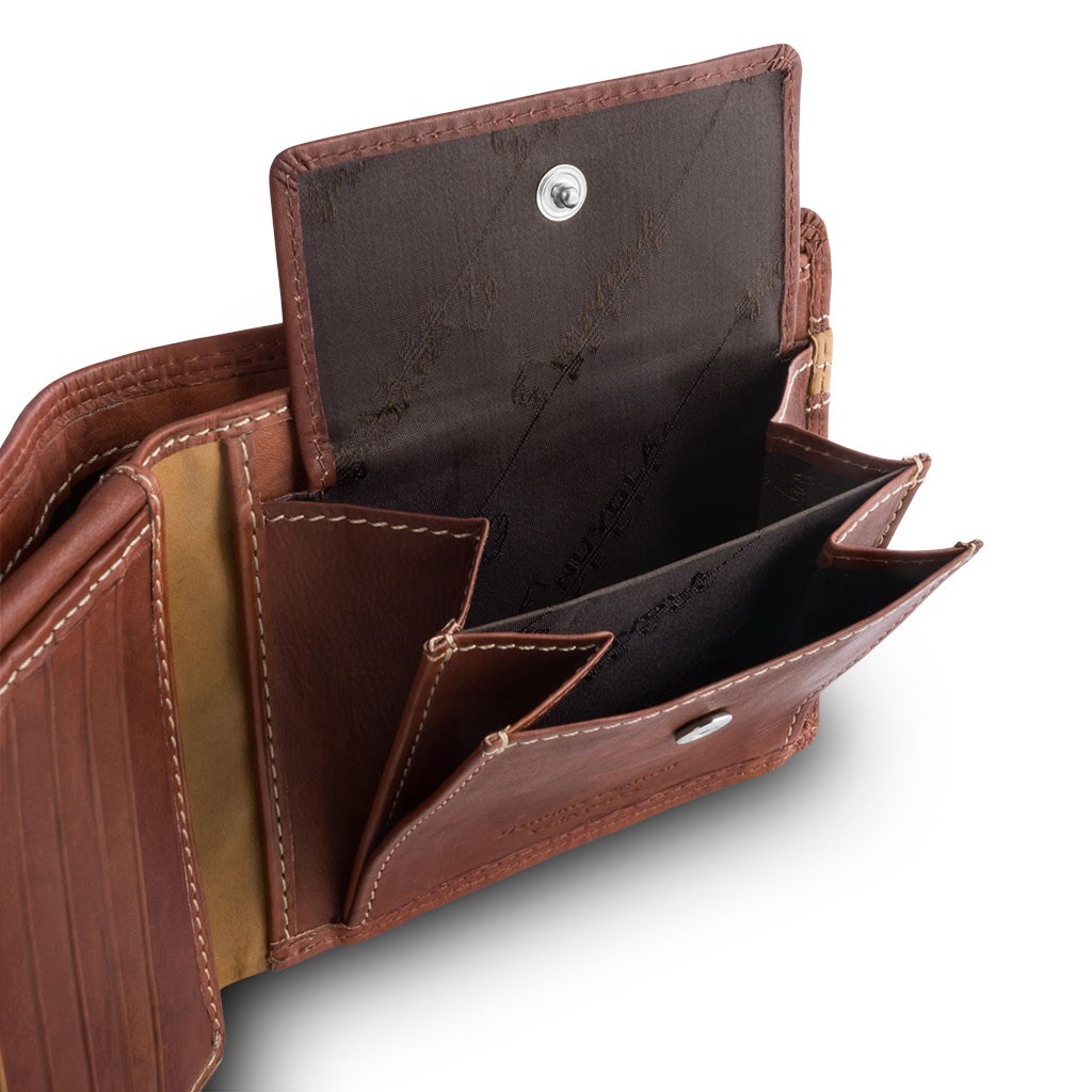 NUVOLA PELLE Two-color mans billfold wallet - Dark Brown