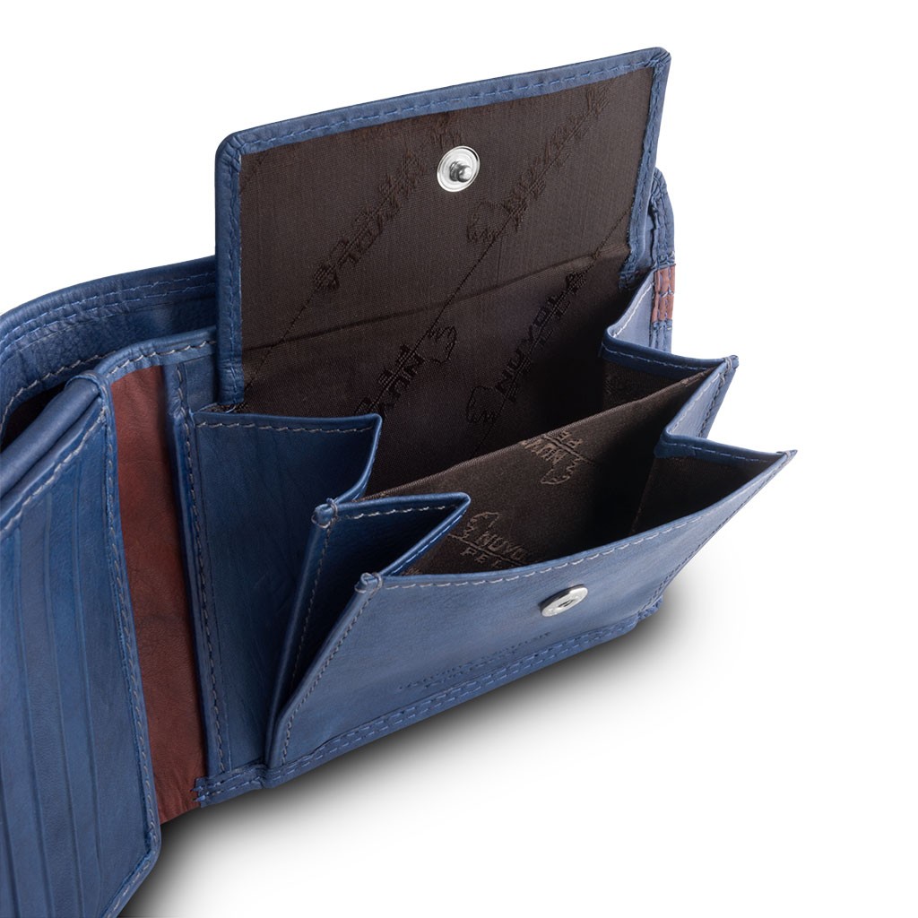 NUVOLA PELLE Two-color mans billfold wallet - Blue/Brown