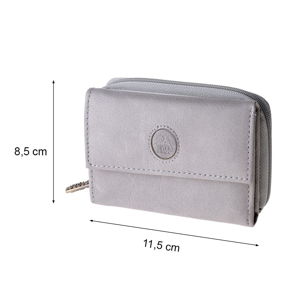 NUVOLA PELLE Woman Lather Wallet with Closure and Flap - Gray