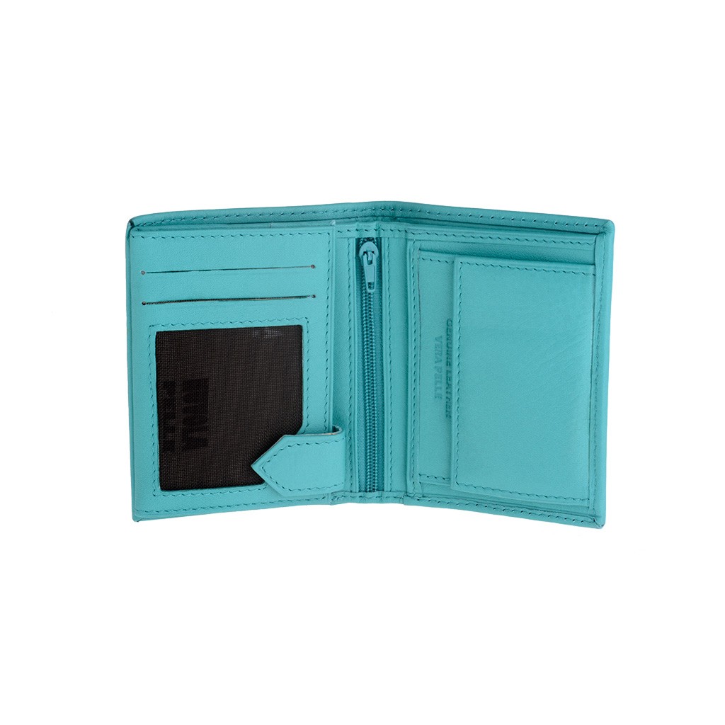 NUVOLA PELLE Vertical small leather wallet - Turquoise