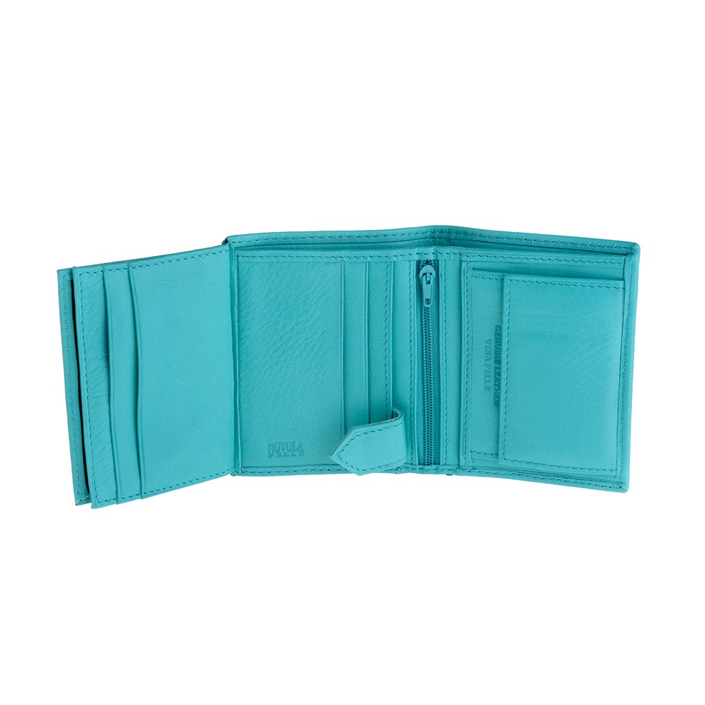 Inpakken wastafel betekenis NUVOLA PELLE Vertical small leather wallet - Turquoise | Wallets Online