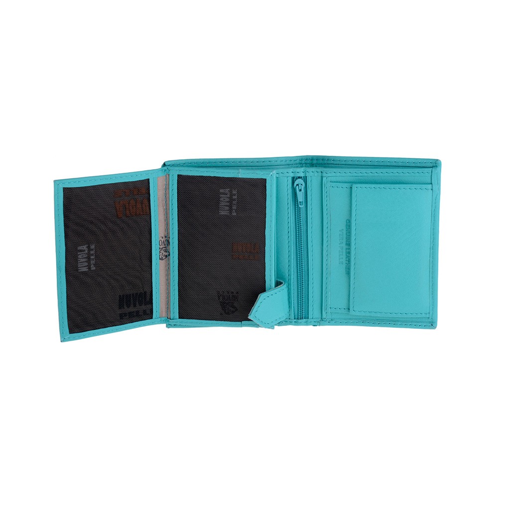 NUVOLA PELLE Vertical small leather wallet - Turquoise