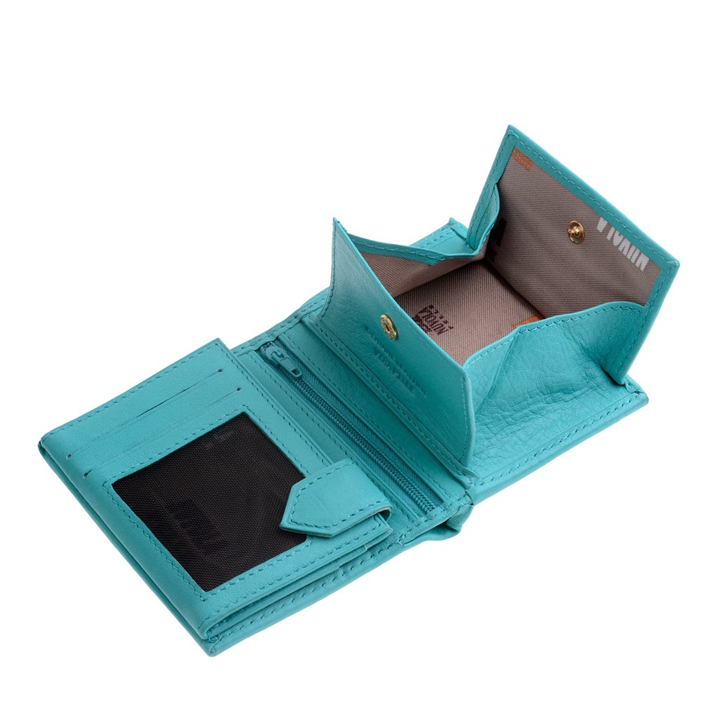 NUVOLA PELLE Vertical small leather wallet - Turquoise