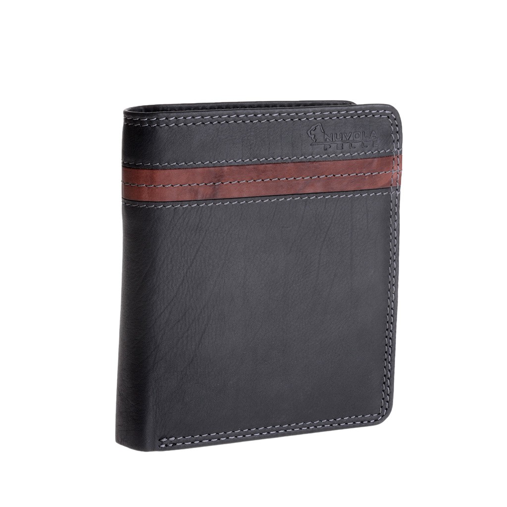 NUVOLA PELLE Man large two-color wallet - Black/Brown