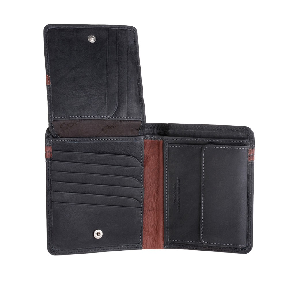 NUVOLA PELLE Man large two-color wallet - Black/Brown