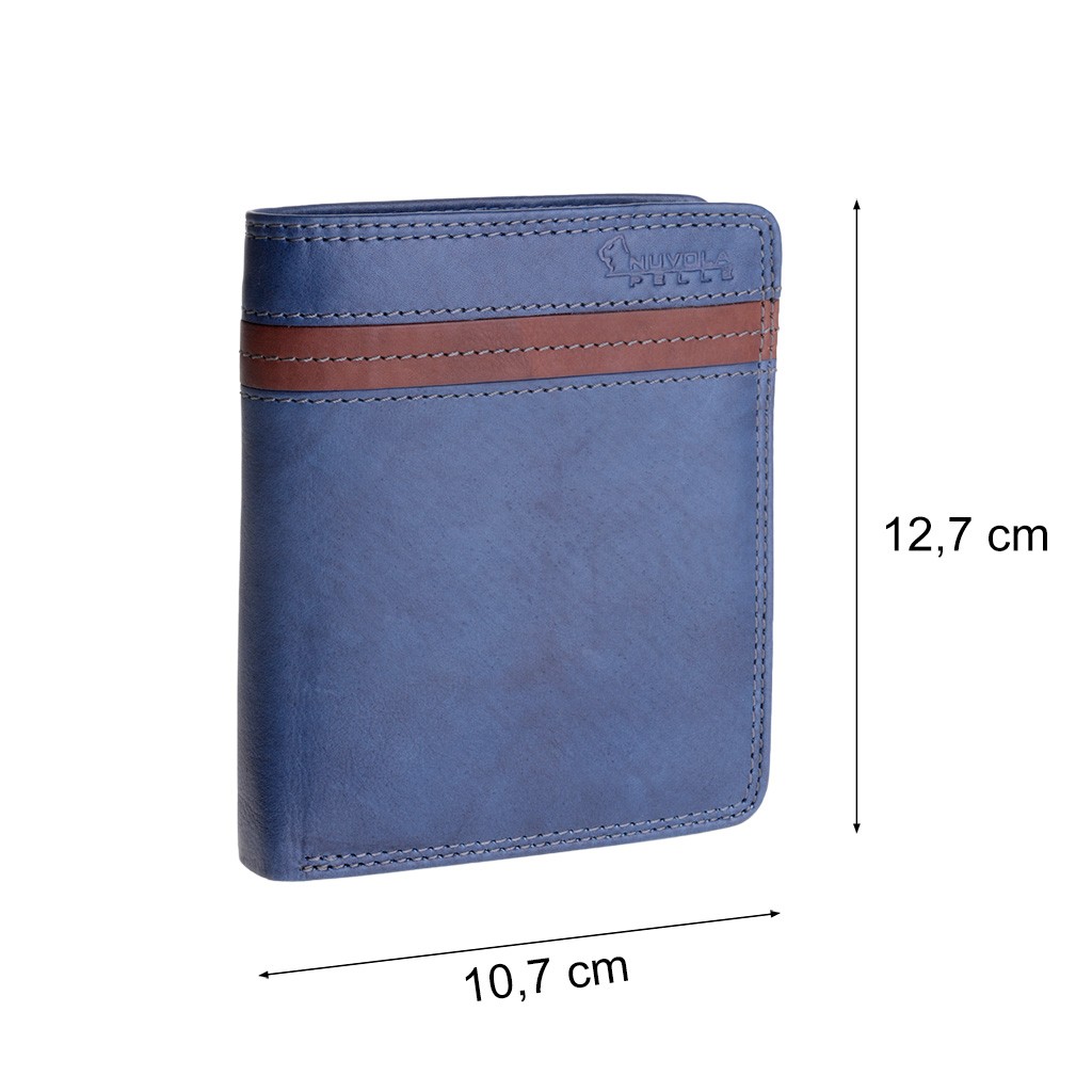 NUVOLA PELLE Man large two-color wallet - Blue/Brown