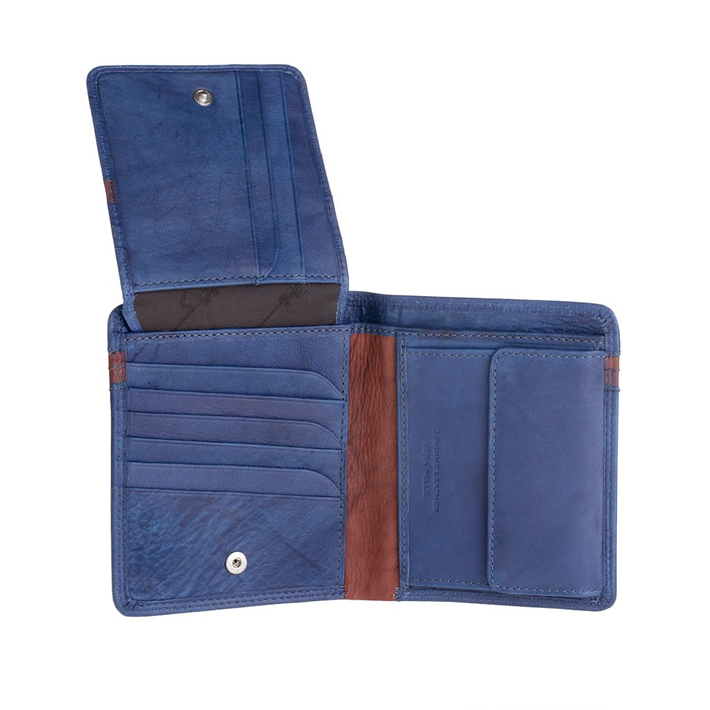 NUVOLA PELLE Man large two-color wallet - Blue/Brown