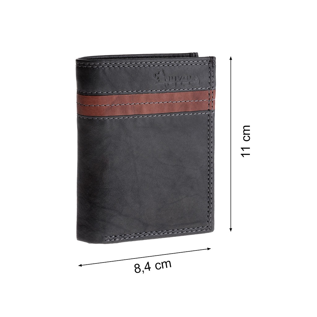 NUVOLA PELLE Vertical small leather wallet with coin pocket - Black/Brown