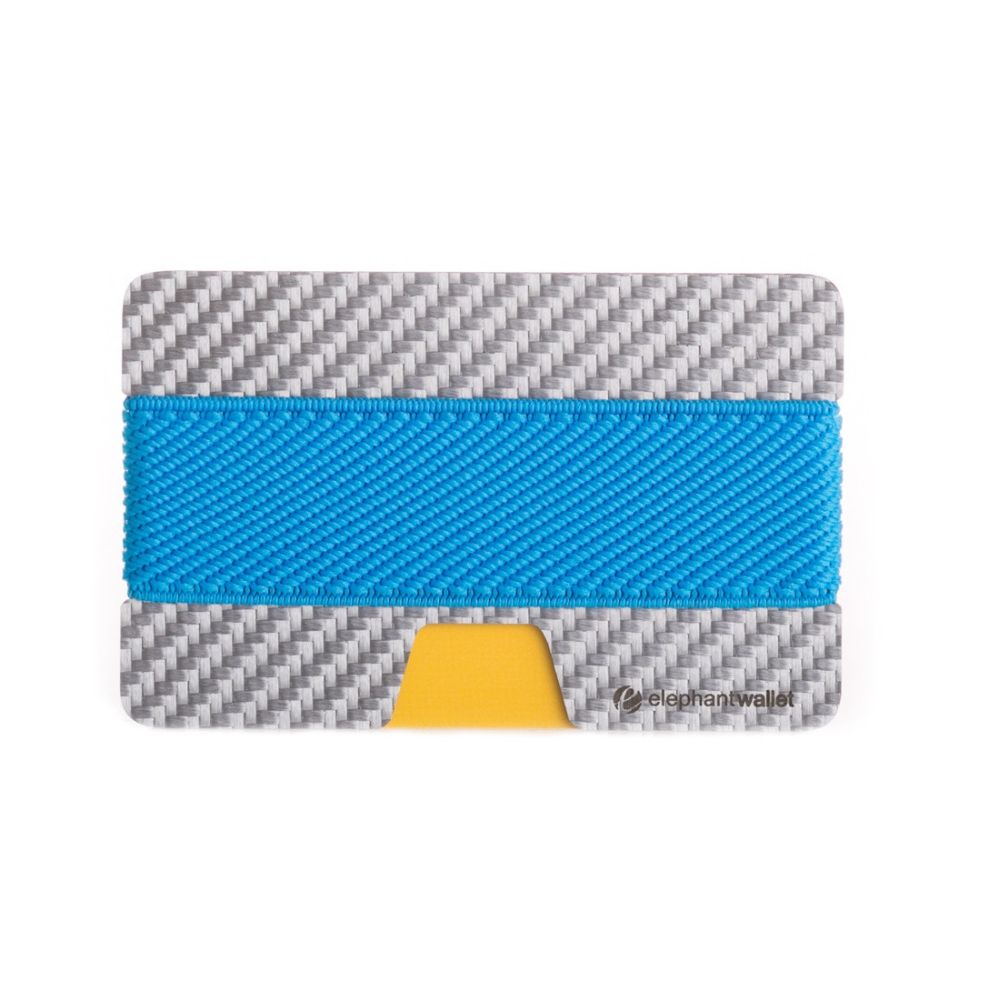 elephant Minimalist White Carbon Fiber Wallet - Carbon/Azure