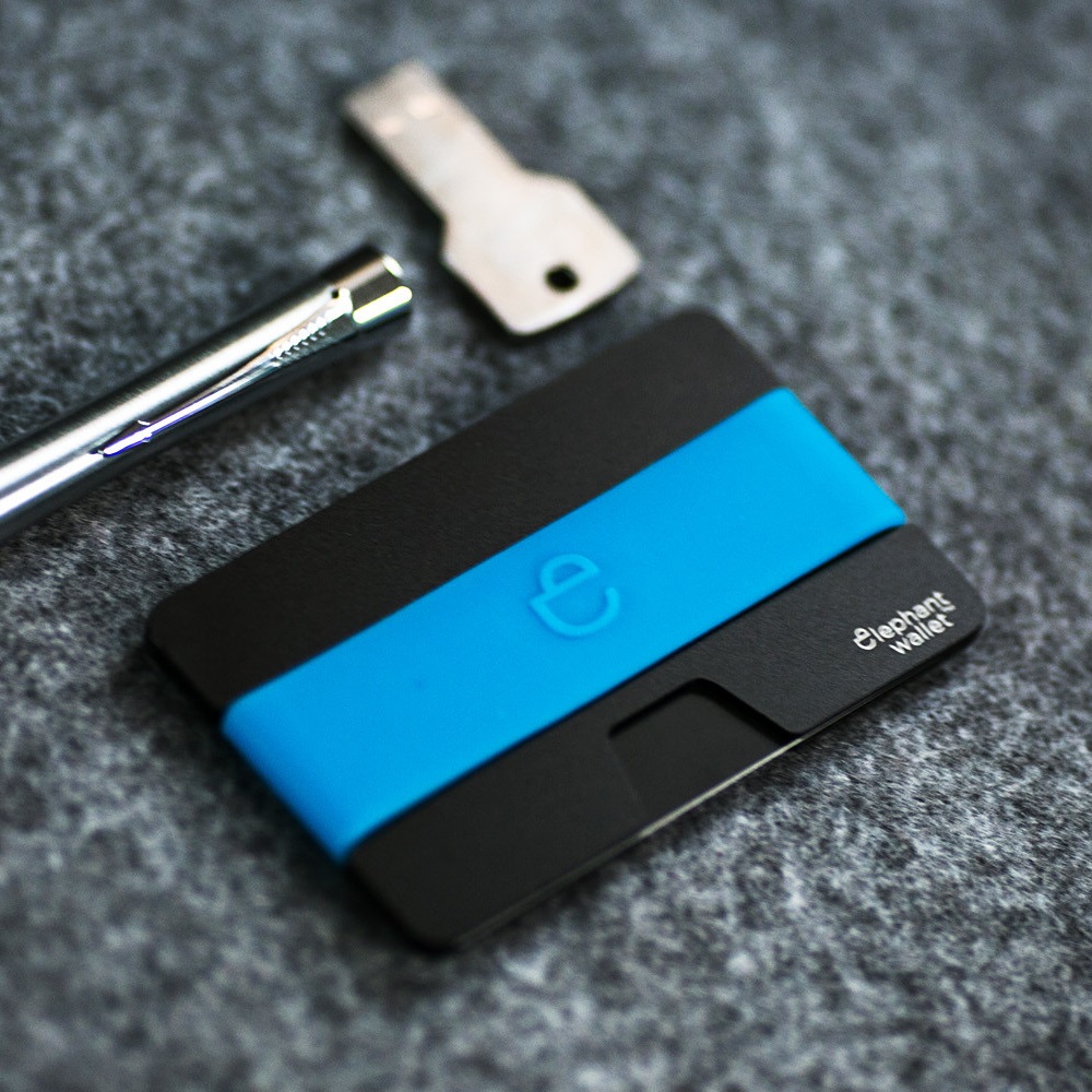 elephant Minimalist Aluminum Wallet - Black/Blue