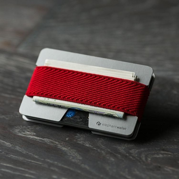 elephant Minimalist Aluminum Wallet - Aluminum/Red