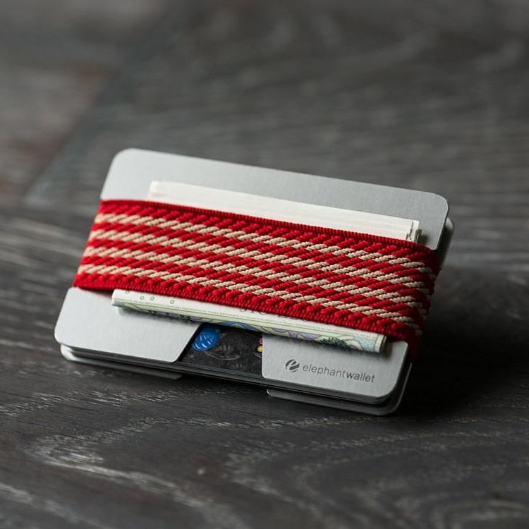 elephant Minimalist Aluminum Wallet - Aluminum/Red Strips