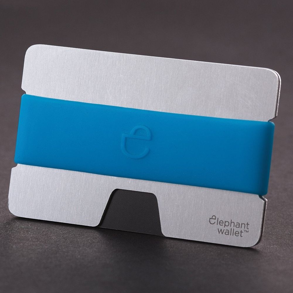 Minimalist Aluminum Wallet With Silicone Strap - Aluminum/Azure
