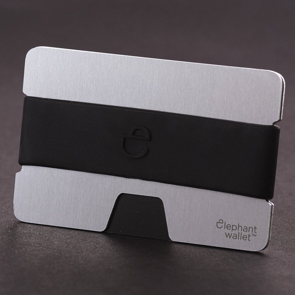 Minimalist Aluminum Wallet With Silicone Strap - Aluminum/Black