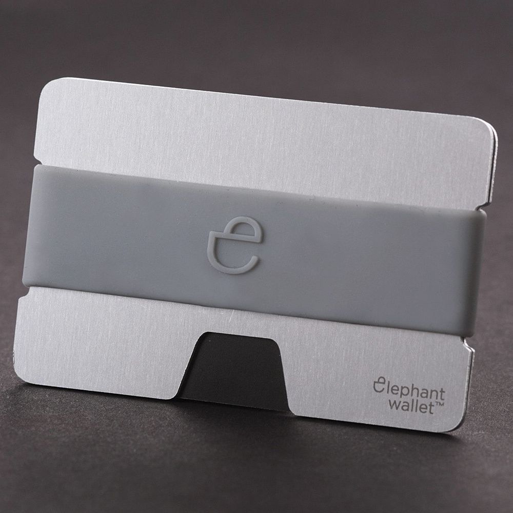 elephant Minimalist Aluminum Wallet With Silicone Strap - Aluminum/Grey