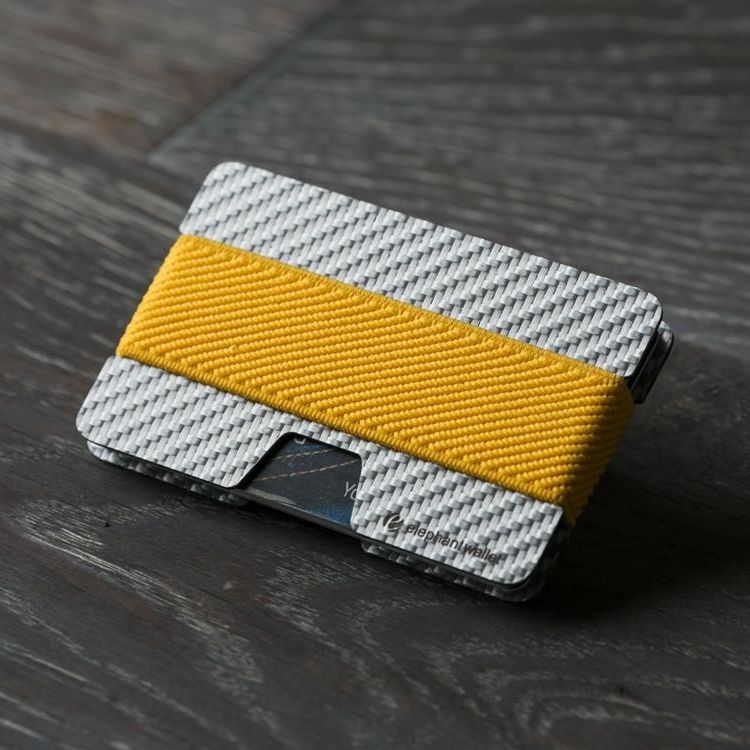 elephant Minimalist Carbon Fiber Wallet - Carbon/Yellow