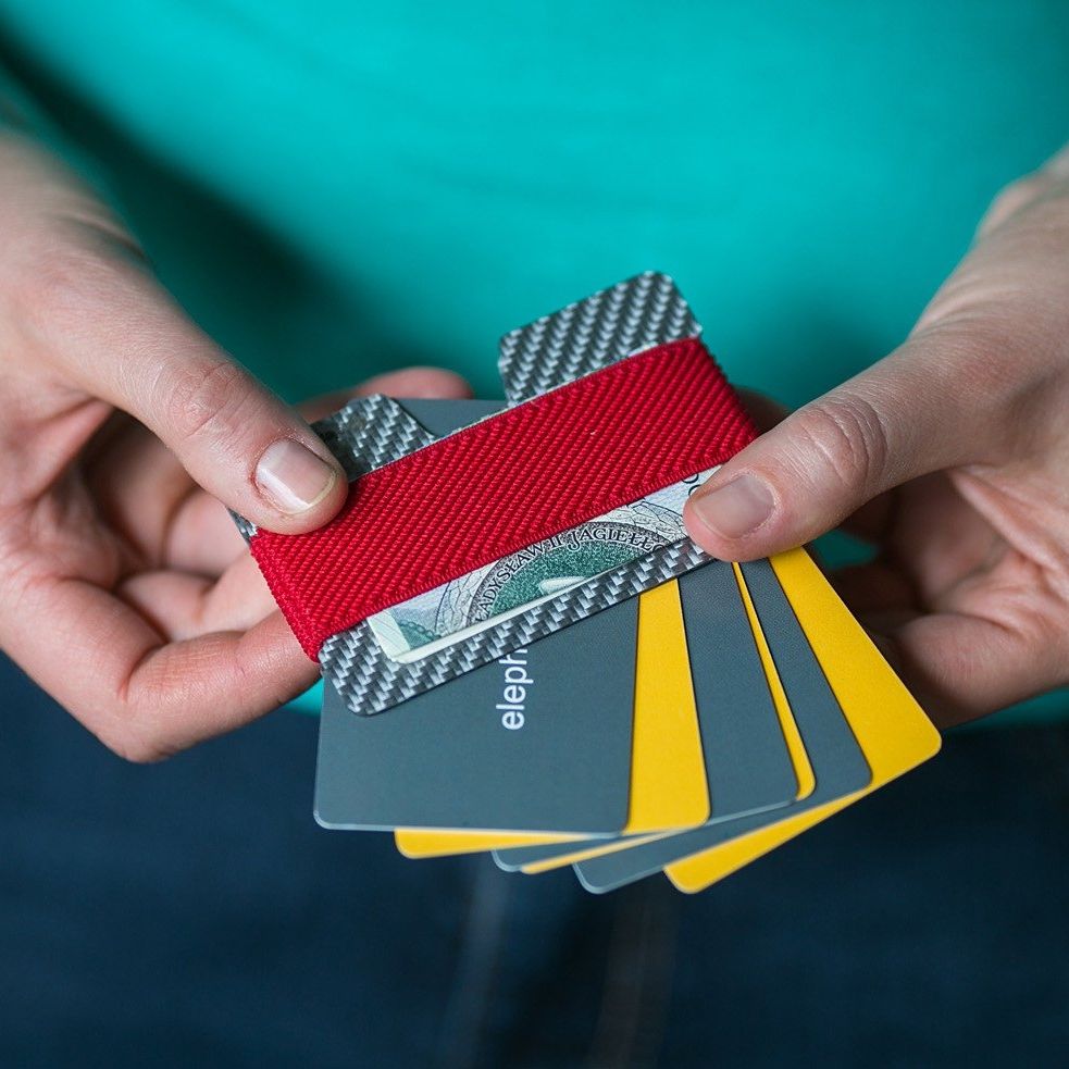 elephant Minimalist Carbon Fiber Wallet - Carbon/Red