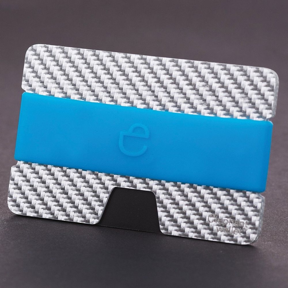 elephant Minimalist Carbon Fiber Wallet with Silicone Strap - Carbon/Azur