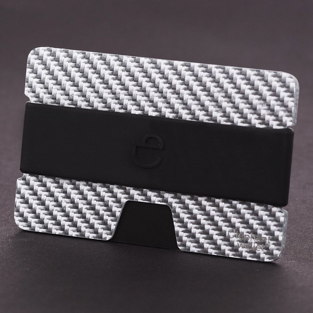 elephant Minimalist Carbon Fiber Wallet with Silicone Strap - Carbon/Black