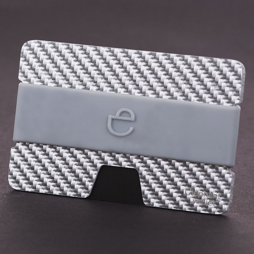 Minimalist Carbon Fiber Wallet with Silicone Strap - Carbon/Grey